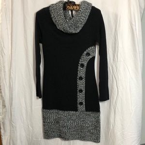 Black sweater neck dress